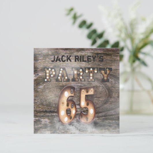 65ste verjaardagsfeestje in licht en mist kaart (Staand voorkant)