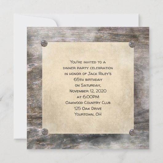 65ste verjaardagsfeestje in licht en mist kaart (Achterkant)