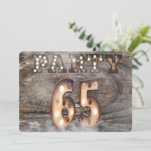 65ste verjaardagsfeestje in markielicht kaart (Staand voorkant)