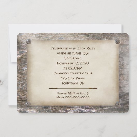 65ste verjaardagsfeestje in markielicht kaart (Achterkant)