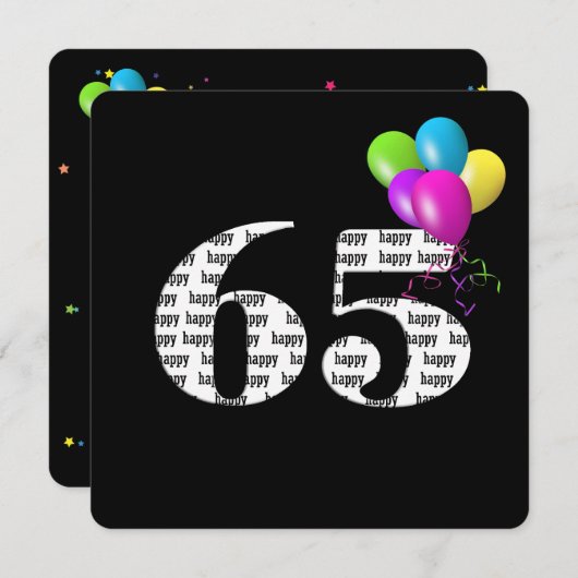 65ste Verjaardagsfeestje met ballonbos Kaart (Voorkant / Achterkant)