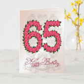 65ste verjaardagskaart met rozen en bladeren kaart (Gele Bloem)