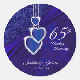 65th / 45th Sapphire Wedding Jubileum Design Ronde Sticker