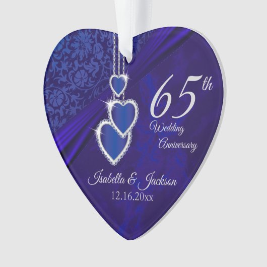65th / 45th Sapphire Wedding Jubileum Keepslag Ornament (voorkant)