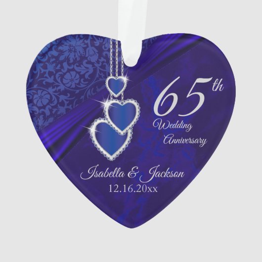 65th / 45th Sapphire Wedding Jubileum Keepslag Ornament (achterkant)