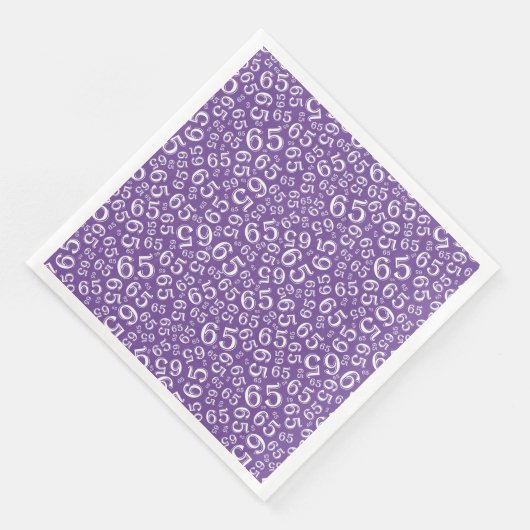 65th Age Random Number Pattern Purple/White Servet (Hoek)