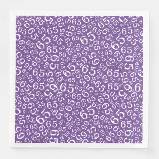 65th Age Random Number Pattern Purple/White Servet (Voorkant)