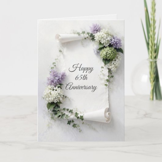 65th Anniversary Scroll Lilacs and Hydrangeas  Kaart (Voorkant)