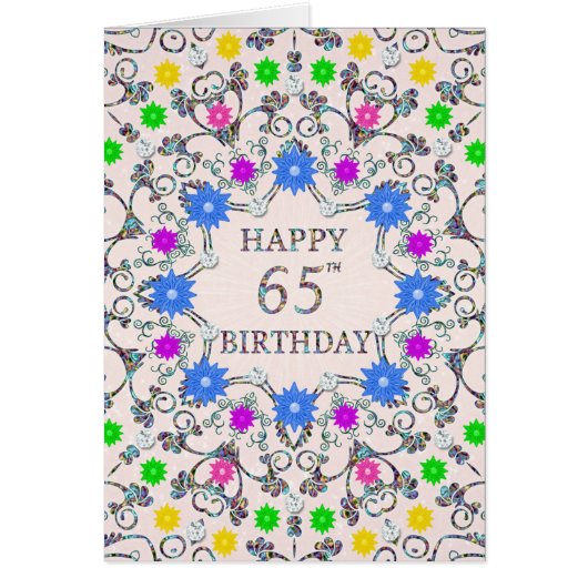 65th Birthday Abstract Flowers (Voorkant)