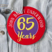 65th Birthday Badge to Personalize. Ronde Button 6,0 Cm (In situ)