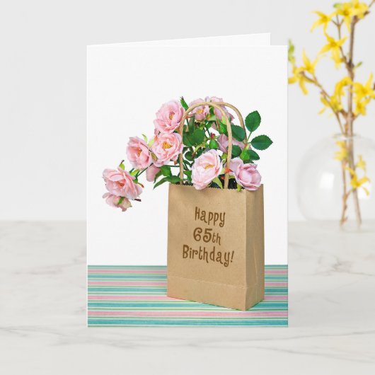 65th Birthday Bag Kaart (Gele Bloem)