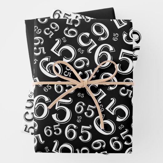 65th Birthday Black & White Number Pattern 65 Inpakpapier Vel (In situ)