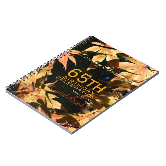 65th Birthday Celebration Autumn Custom Guest Book Notitieboek (Linkerzijde)