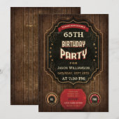 65th Birthday  Chalkboard & Wood Kaart (Voorkant / Achterkant)