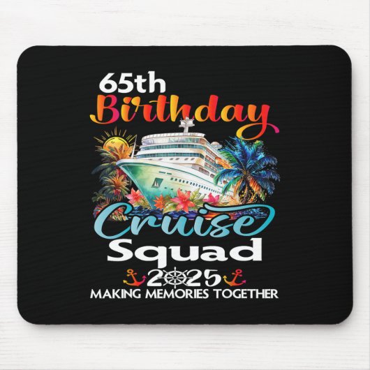 65th Birthday Cruise Squad Friends Family Vacation Muismat (Voorkant)