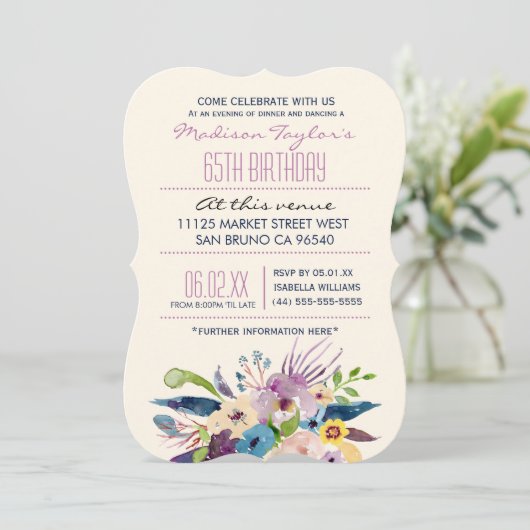 65th Birthday Elegant Bouquet Kaart (Staand voorkant)