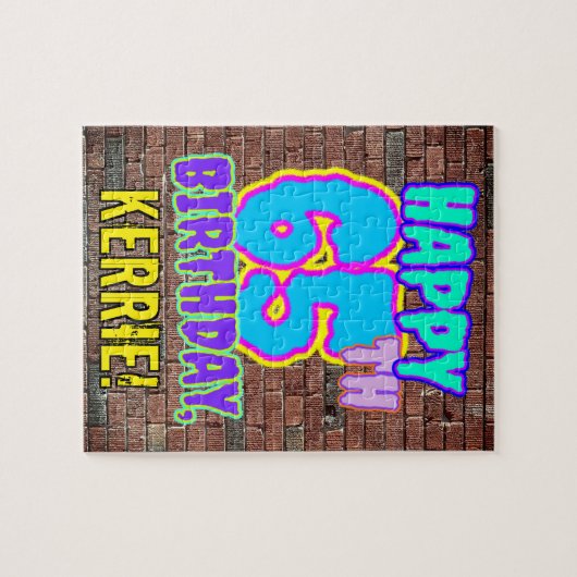 65th Birthday ~ Fun, Urban Graffiti geïnspireerd l Legpuzzel (Horizontaal)