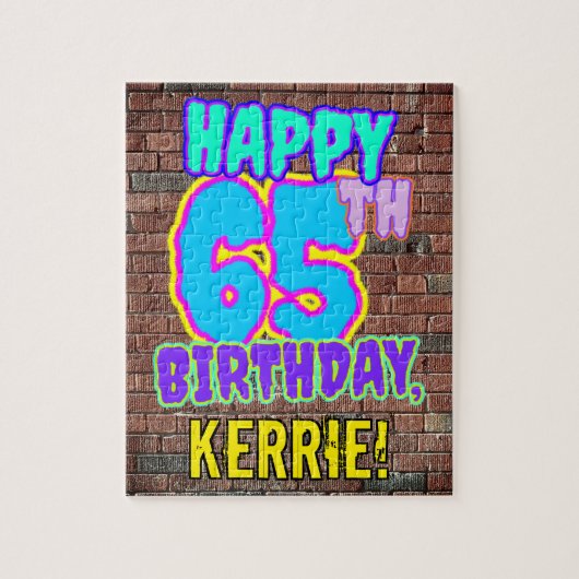 65th Birthday ~ Fun, Urban Graffiti geïnspireerd l Legpuzzel (Verticaal)