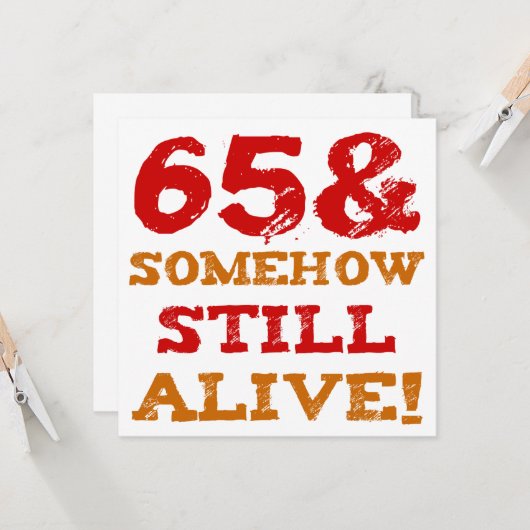 65th Birthday Gag Gift Kaart (Voorkant / Achterkant in situ)