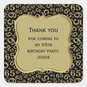 65th Birthday Gold/Black Party Theme - Hartelijk d Vierkante Sticker