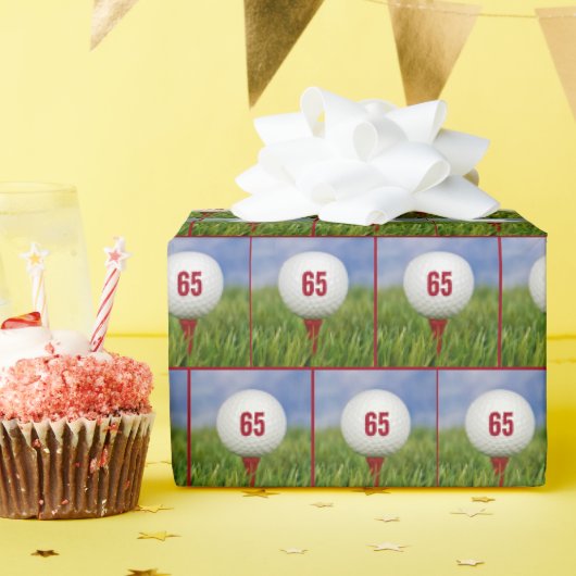 65th Birthday Golf Ball Cadeaupapier (Verjaardagsfeest)