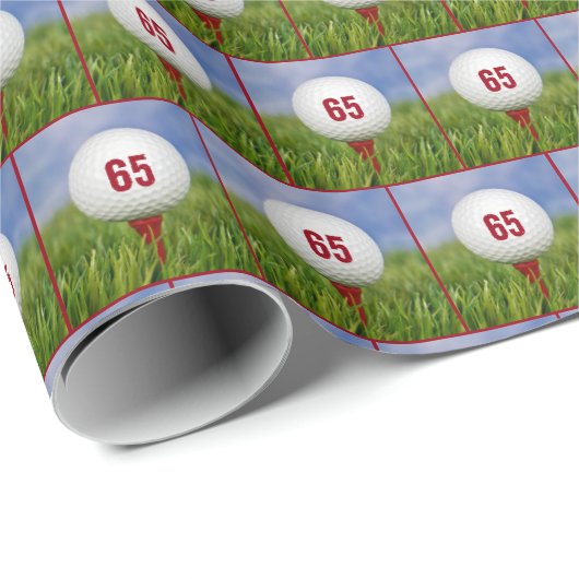 65th Birthday Golf Ball Cadeaupapier (Rol Hoek)