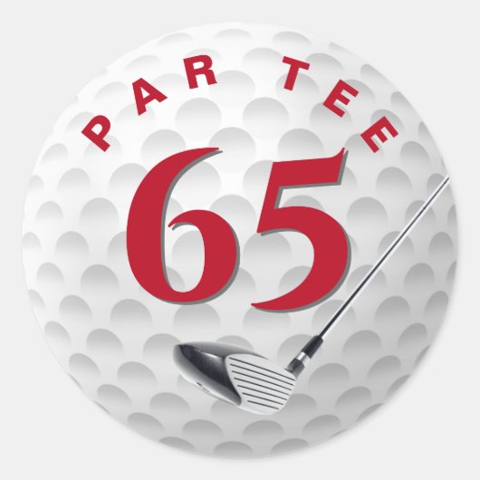 65th Birthday Golf Ball Ronde Sticker (Voorkant)