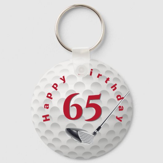 65th Birthday Golf Ball Sleutelhanger (Voorkant)