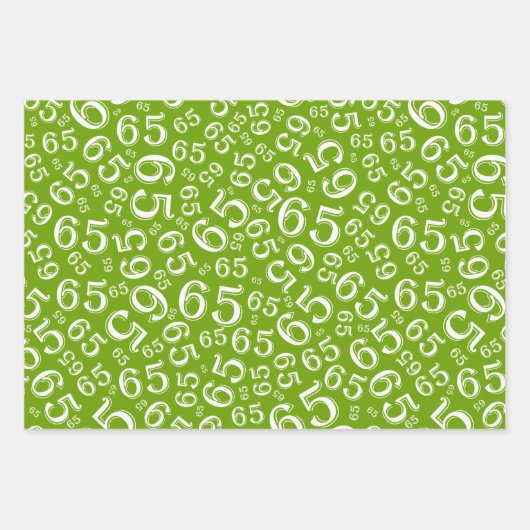 65th Birthday Green & White Number Pattern 65 Inpakpapier Vel (Voorkant 2)