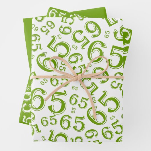 65th Birthday Green & White Number Pattern 65 Inpakpapier Vel (In situ)