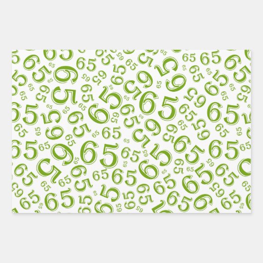 65th Birthday Green & White Number Pattern 65 Inpakpapier Vel (Voorkant)