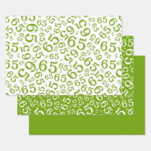 65th Birthday Green & White Number Pattern 65 Inpakpapier Vel