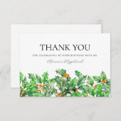 65th Birthday Holly December Birth Flower Custom Bedankkaart (Voorkant / Achterkant)