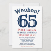 65th Birthday Invitation Mannen Navy Blue Kaart (Voorkant)