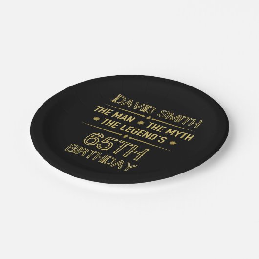 65th Birthday Man Myth Legend Papieren Bordje (Gekanteld)
