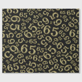 65th Birthday Number Pattern 65 Black and Gold Cadeaupapier (Vlak)