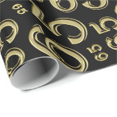 65th Birthday Number Pattern 65 Black and Gold Cadeaupapier (Rol Hoek)