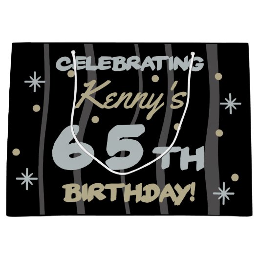 65th Birthday Party Add Your Name Groot Cadeauzakje (Voorkant)