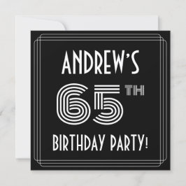 65th Birthday Party: Art Deco Style w/ Custom Name Kaart