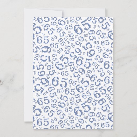 65th Birthday Party, Blue/White Number Pattern Kaart (Achterkant)