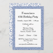 65th Birthday Party, Blue/White Number Pattern Kaart (Voorkant / Achterkant)