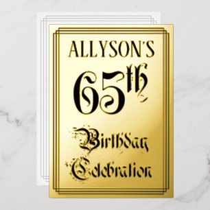 65th Birthday Party — Elegant Script + aangepaste  Folie Uitnodiging