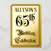 65th Birthday Party — Elegant Script + aangepaste Folie Uitnodiging (Voorkant)