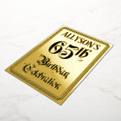 65th Birthday Party — Elegant Script + aangepaste  Folie Uitnodiging (Gedraaid)