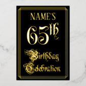 65th Birthday Party — Fancy script & aangepaste na Folie Uitnodiging (Voorkant)