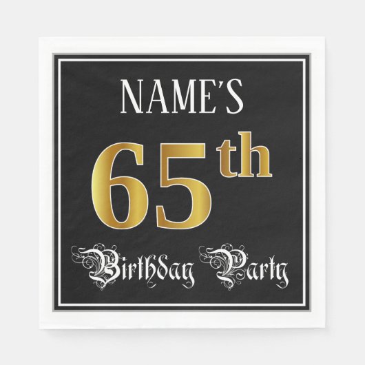 65th Birthday Party — Fancy script, Faux Gold look Servet (Voorkant)