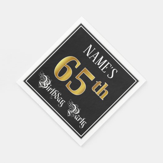 65th Birthday Party — Fancy script, Faux Gold look Servet (Hoek)