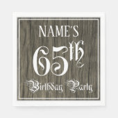 65th Birthday Party — Fancy script, Faux Wood Kijk Servet (Voorkant)
