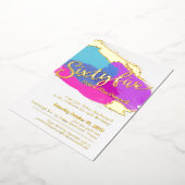 65th Birthday party gouden foto heldere abstracte  Folie Uitnodiging (Gedraaid)