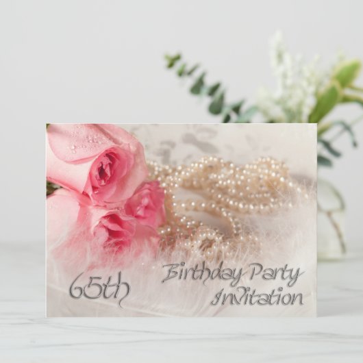 65th Birthday party invitation Kaart (Staand voorkant)
